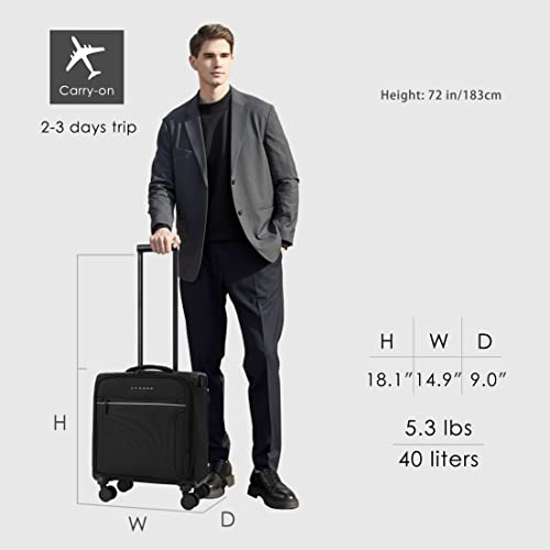 Verage Toledo Underseat Carry On Luggage 15-Inch Softside Small Suitcase with Spinner Wheels & USB Port (Black, Carry-On 15-Inch) - Image 2