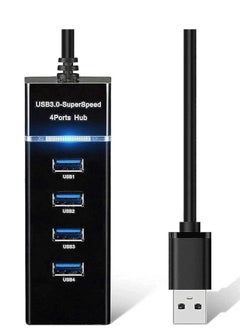 Generic 4 Port USB 3.0 Hub Adapter - Ultra Slim Data USB Hub with 30 CM Extended Cable and LED Indicator Compatible for MacBook/Mac mini/iPad/PC/PS4/PS5, Flash Drive, Mobile HDD  - Image 1