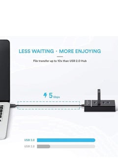 Generic 4 Port USB 3.0 Hub Adapter - Ultra Slim Data USB Hub with 30 CM Extended Cable and LED Indicator Compatible for MacBook/Mac mini/iPad/PC/PS4/PS5, Flash Drive, Mobile HDD  - Image 4
