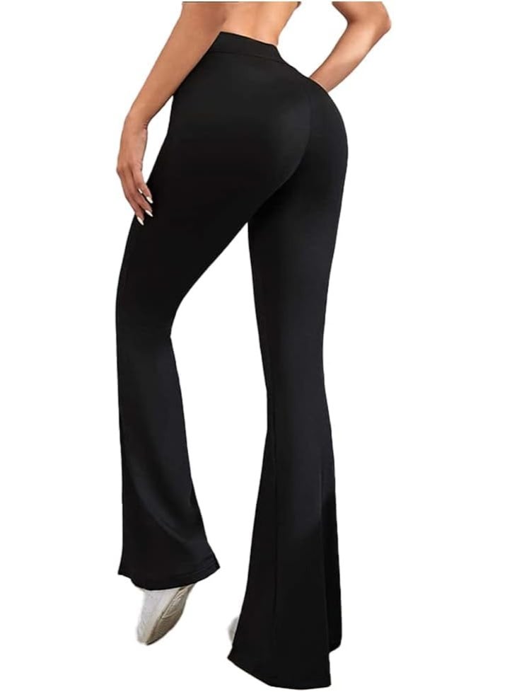 Hanady Women's High Waist Wide Leg Joggers, Stretchy and Comfortable Fabric for Daily and Casual Use, Black - Image 1