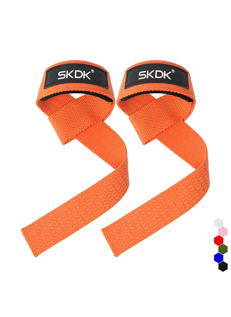 SKDK Lifting Wrist Straps Padded Cotton Wrist Straps with Anti-slip silicone For Improved Grip  Padded Wrist Support Cross Fit Training Hand Bar Straps Bodybuilding Powerlifting Fitness Exercise Grips  - Image 1