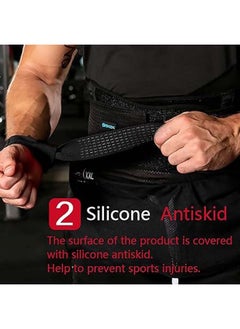 SKDK Lifting Wrist Straps Padded Cotton Wrist Straps with Anti-slip silicone For Improved Grip  Padded Wrist Support Cross Fit Training Hand Bar Straps Bodybuilding Powerlifting Fitness Exercise Grips  - Image 5