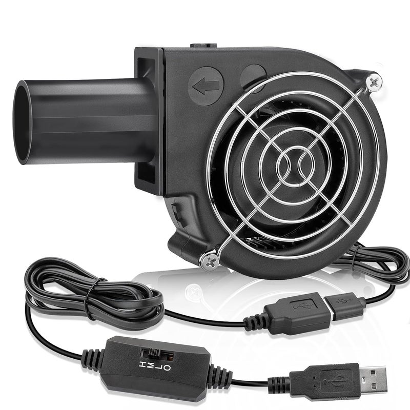 WDERAIR مروحة هواء مركزية 5V USB بحجم 97mm x 33mm مع أنبوب لاستبدال المدفأة ، فرن ، مدخن ، شواء ، خزانة إلكترونية ، مروحة قفص السنجاب - Image 1