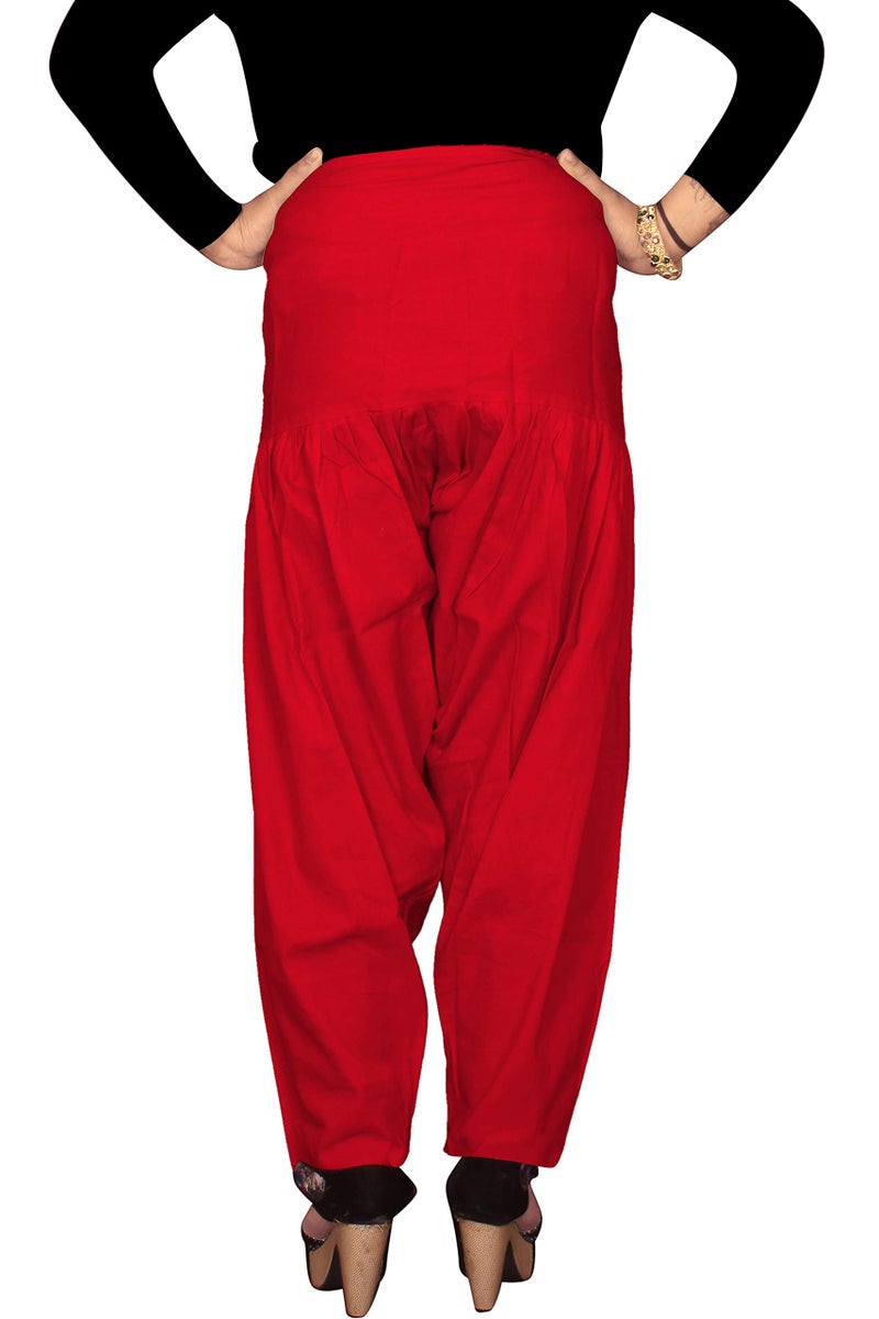 ANARO Red Cotton Patiala Salwar(Pant) for Women (Size 56W X 39L) - Image 3