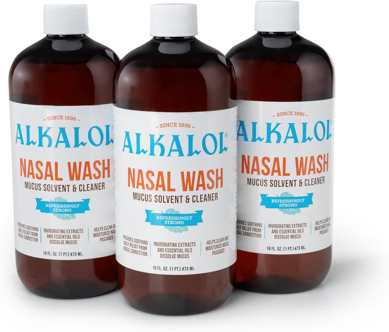Alkalol غسول أنفي أصلي 3 عبوات 16 أونصة سائلة عبوة من 3 - Image 1