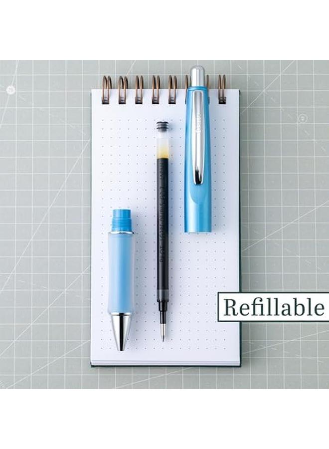 بايلوت دكتور جريب ليميتد حبر جل قابل لإعادة الملء وقابل للسحب قلم كرة دوارة ذو نقطة دقيقة معدنية زرقاء ثلجية برميل حبر أسود قلم واحد 36271 - Image 2