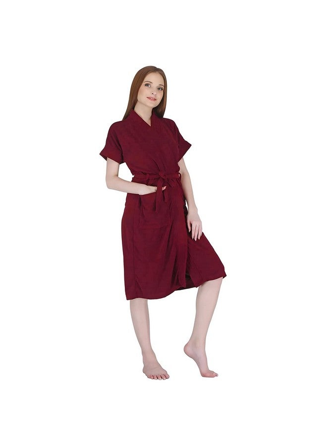 Kuber Industries Bathrobe for Women| Soft and Easy to Absorb & Dry| Unisex Bathrobe (Maroon) - Image 1