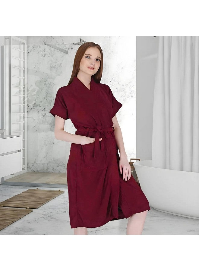 Kuber Industries Bathrobe for Women| Soft and Easy to Absorb & Dry| Unisex Bathrobe (Maroon) - Image 2