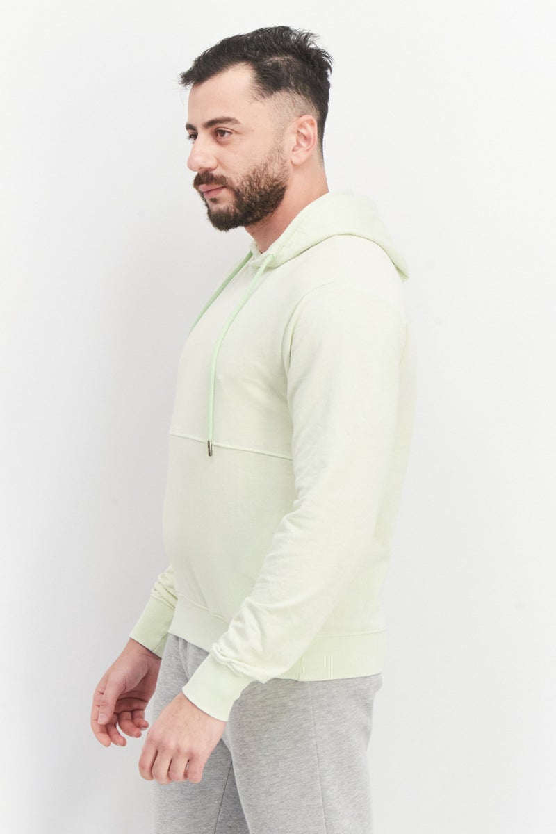 Sovereign Code Men Hooded Neck Plain Long Sleeves Sweatshirt, Lime Green - Image 3