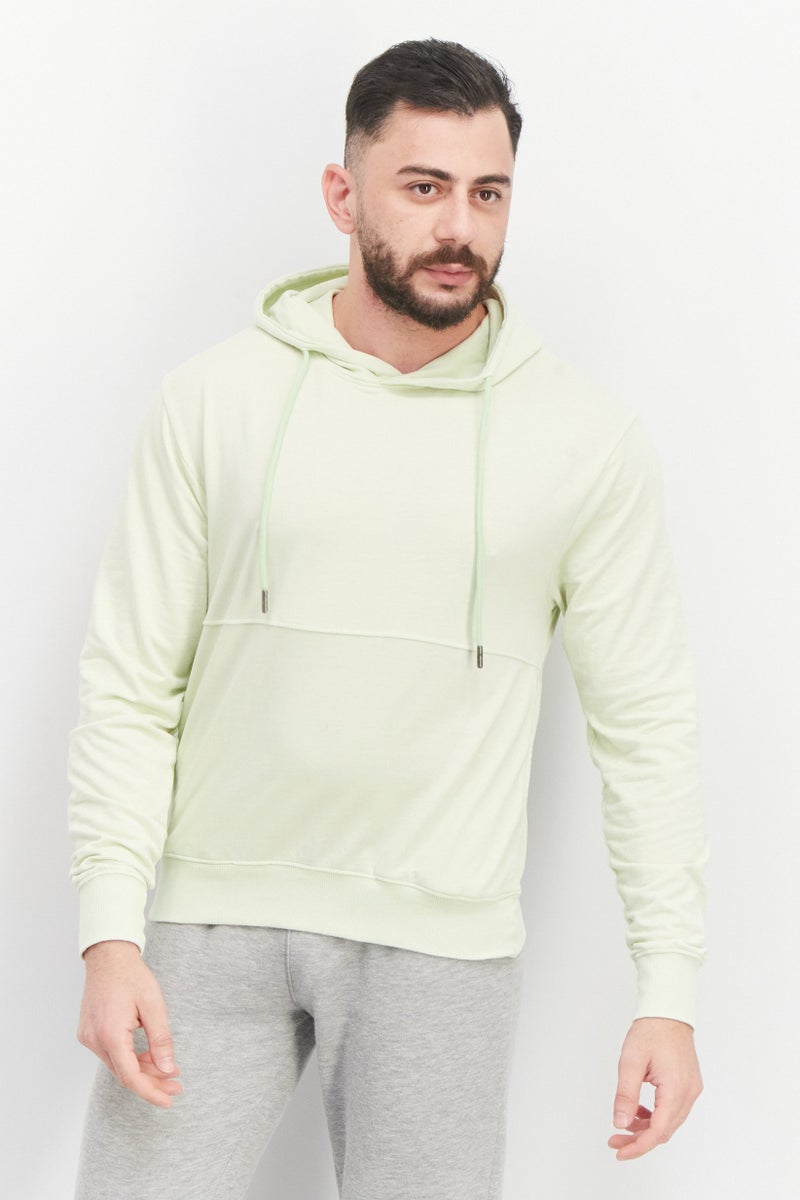Sovereign Code Men Hooded Neck Plain Long Sleeves Sweatshirt, Lime Green - Image 1