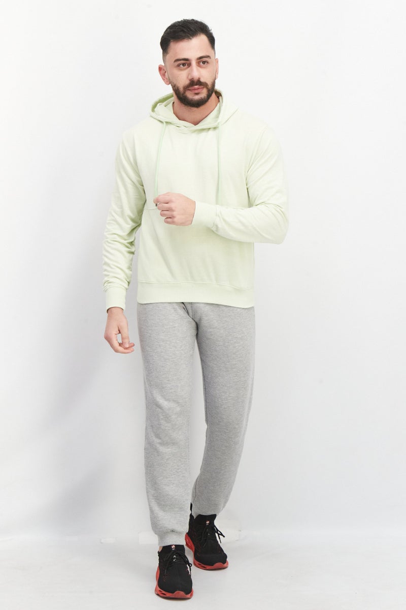 Sovereign Code Men Hooded Neck Plain Long Sleeves Sweatshirt, Lime Green - Image 2