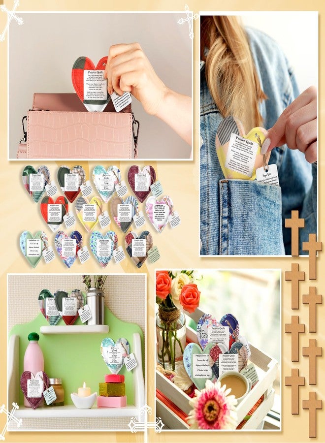 FuWeave 24 Pcs Mini Prayer Quilts with Cross Christmas Christian Gift Pocket Prayer Quilt for Women Mom Religious Church Faith Sympathy Scripture Cloth Panel Holiday Stocking Stuffers Gifts (Retro) - Image 4