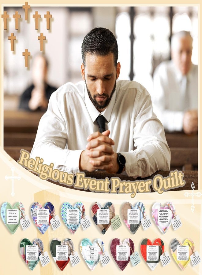 FuWeave 24 Pcs Mini Prayer Quilts with Cross Christmas Christian Gift Pocket Prayer Quilt for Women Mom Religious Church Faith Sympathy Scripture Cloth Panel Holiday Stocking Stuffers Gifts (Retro) - Image 3