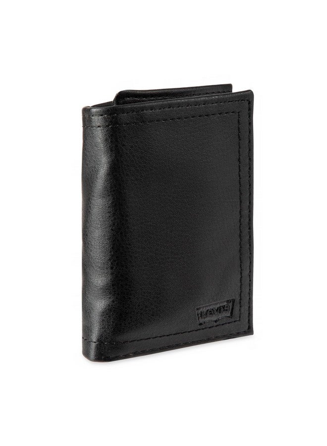 ليفايز محفظة ثلاثية الطيات للرجال من Levi's - أنيقة ونحيفة تتضمن نافذة لبطاقة الهوية وحامل لبطاقة الائتمان، شعار منقوش باللون الأسود - Image 2