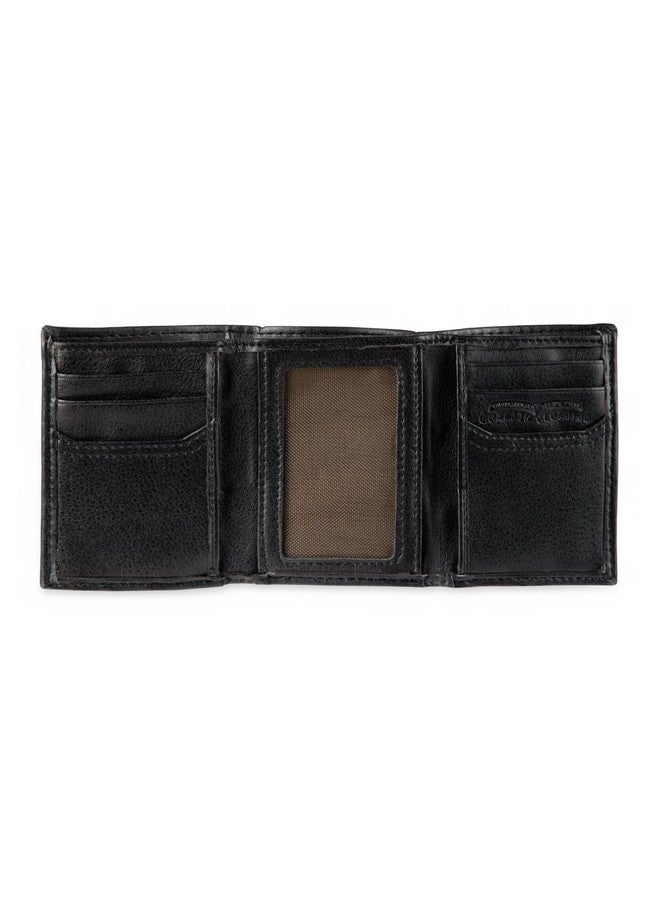 ليفايز محفظة ثلاثية الطيات للرجال من Levi's - أنيقة ونحيفة تتضمن نافذة لبطاقة الهوية وحامل لبطاقة الائتمان، شعار منقوش باللون الأسود - Image 4