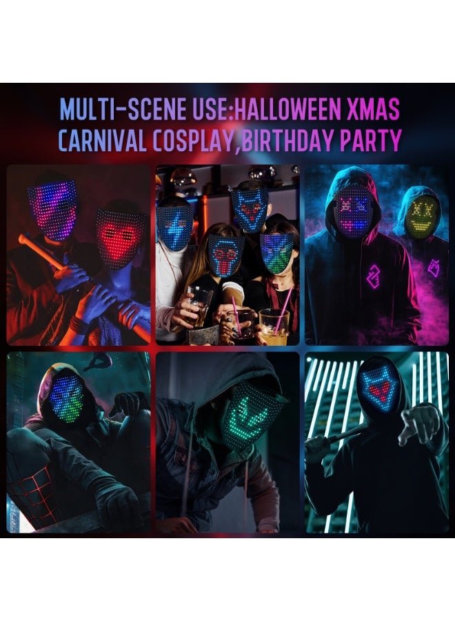 Ru syanl LED Mask with Gesture Sensing - Light up mask for Costume Cosplay Party Masquerade Party Props for Celebrations and Fun  - Image 4