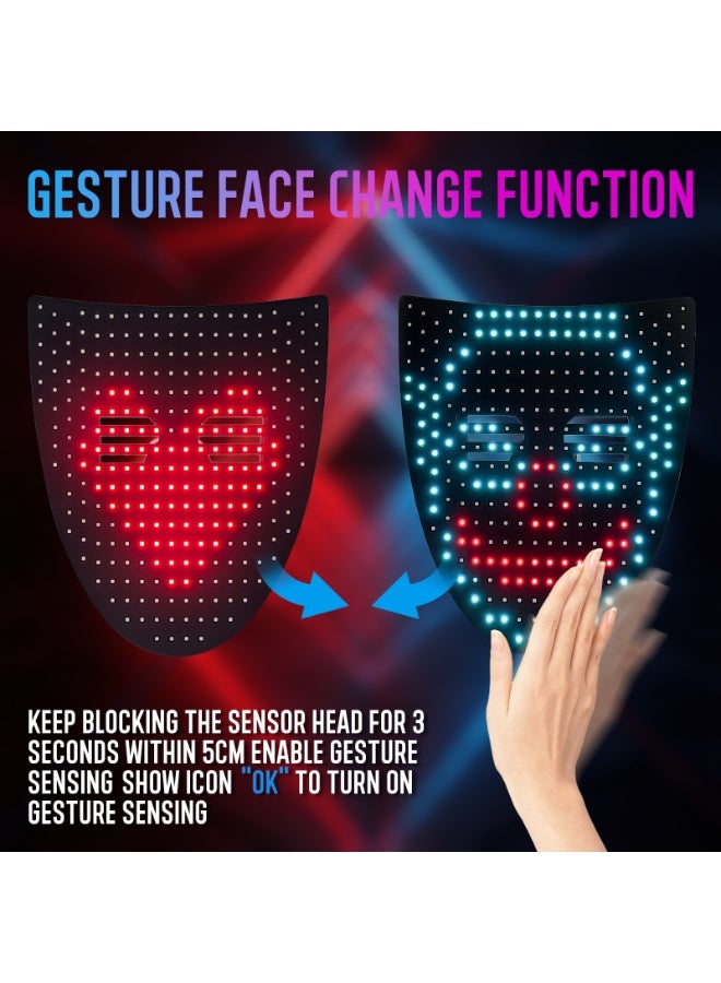 Ru syanl LED Mask with Gesture Sensing - Light up mask for Costume Cosplay Party Masquerade Party Props for Celebrations and Fun  - Image 5