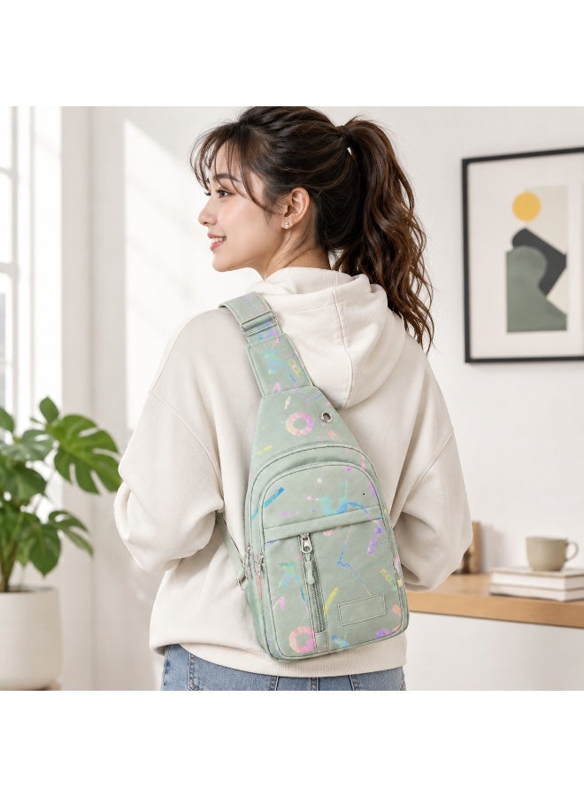 zoba Girls' crossbody bag with a modern design and multiple zippers – mint color with glittery graphics – lightweight and practical for everyday use - Image 3