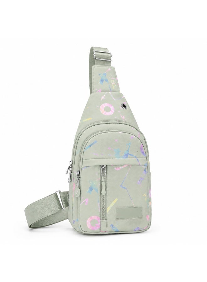 zoba Girls' crossbody bag with a modern design and multiple zippers – mint color with glittery graphics – lightweight and practical for everyday use - Image 2
