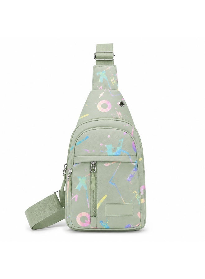 zoba Girls' crossbody bag with a modern design and multiple zippers – mint color with glittery graphics – lightweight and practical for everyday use - Image 1