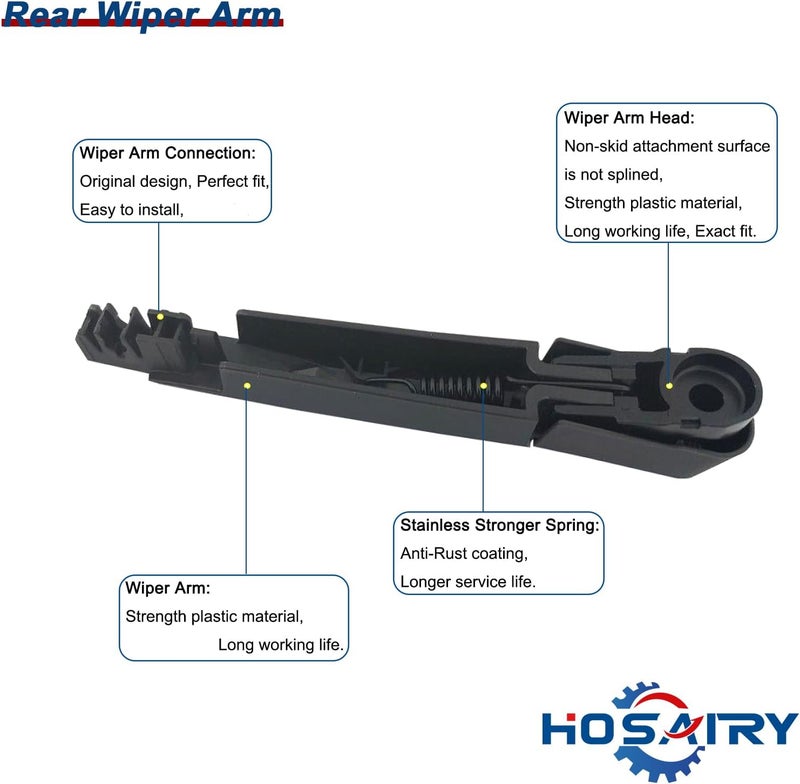 HOSAIRY Rear Wiper Arm Blade Set for Chevy Spark 2016-2021 - Image 3