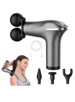 Muscle Massager Handheld Double-Headed Electric Vibration Deep Tissue Percussion Muscle Massage Device Smart Quiet 6 Speed Portable Handheld Back Massager for Relaxation
