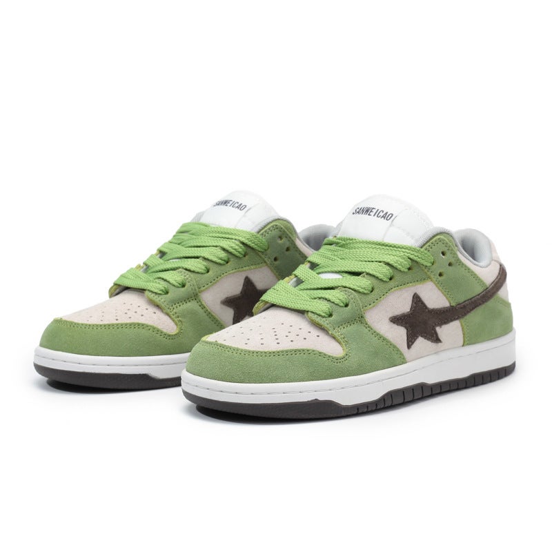 Star Genuine Leather Low-Top Sneakers 2025 Autumn and Winter New Fashion Sports Casual Shoes Star Color Matching Trendy Shoes - Image 1