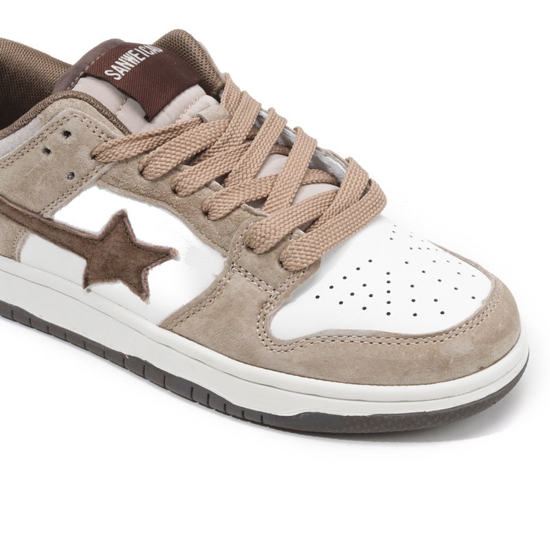 Star Genuine Leather Low-Top Sneakers 2025 Autumn and Winter New Fashion Sports Casual Shoes Star Color Matching Trendy Shoes - Image 4