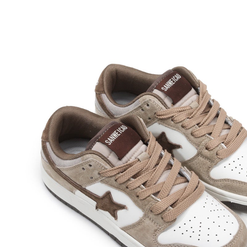 Star Genuine Leather Low-Top Sneakers 2025 Autumn and Winter New Fashion Sports Casual Shoes Star Color Matching Trendy Shoes - Image 3
