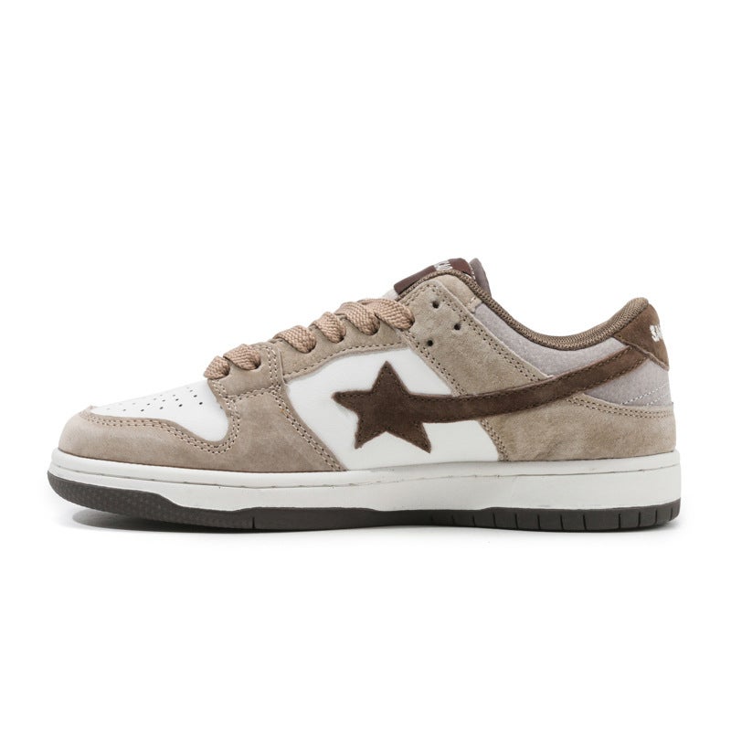 Star Genuine Leather Low-Top Sneakers 2025 Autumn and Winter New Fashion Sports Casual Shoes Star Color Matching Trendy Shoes - Image 2