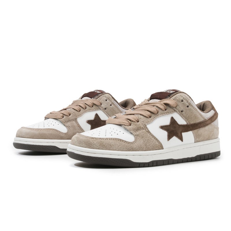 Star Genuine Leather Low-Top Sneakers 2025 Autumn and Winter New Fashion Sports Casual Shoes Star Color Matching Trendy Shoes - Image 5