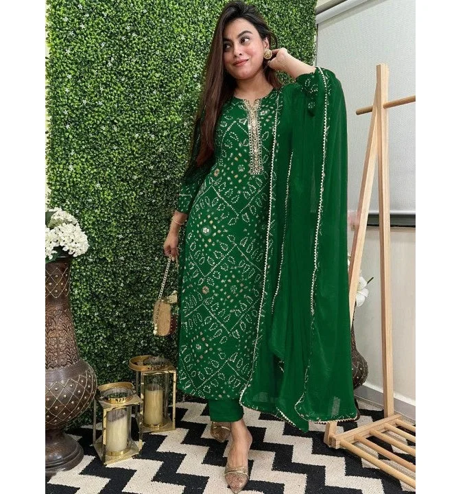 GoSriKi  GoSriKi Women's Rayon Blend Straight Printed Kurta with Pant & Dupatta (TURAE GREEN-VKS01-GS_4XL_Green_XXXX-Large) for Women | Best Price UAE