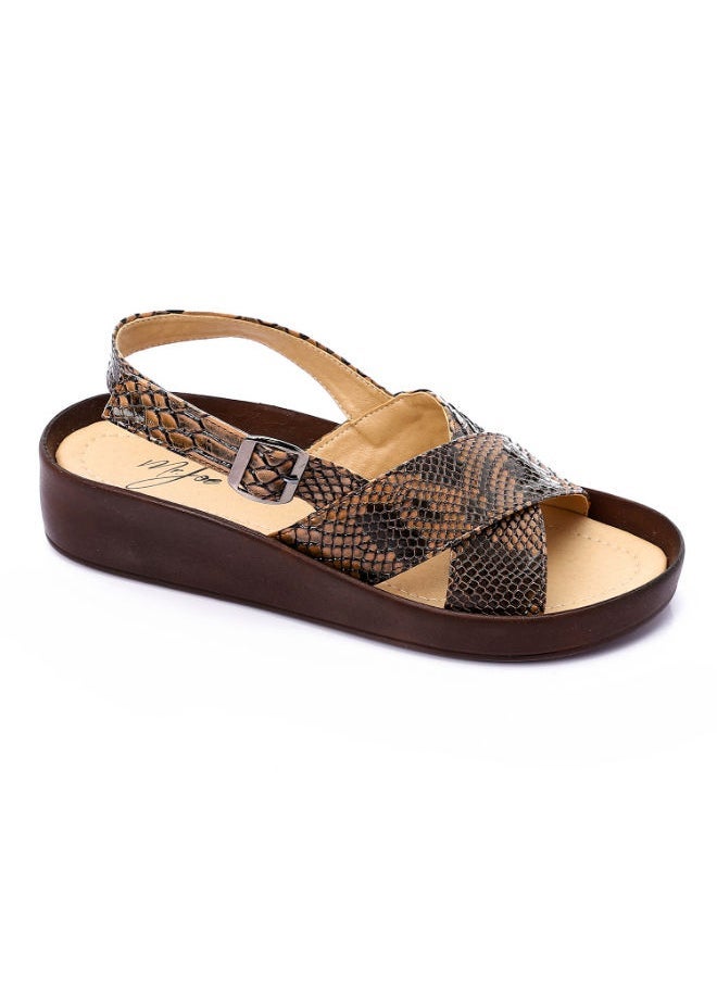 Mr.joe Cross Toecap Reptile Skin Brown Sandals - Image 2
