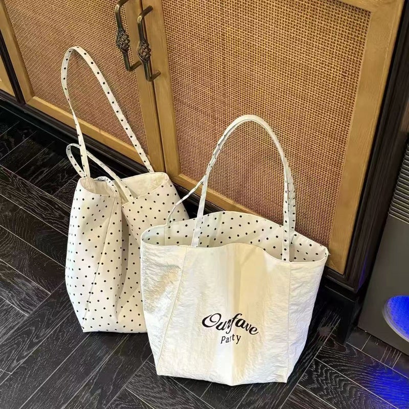 Polka Dot Faux Leather Tote Bag - Image 4