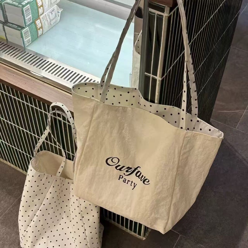 Polka Dot Faux Leather Tote Bag - Image 5