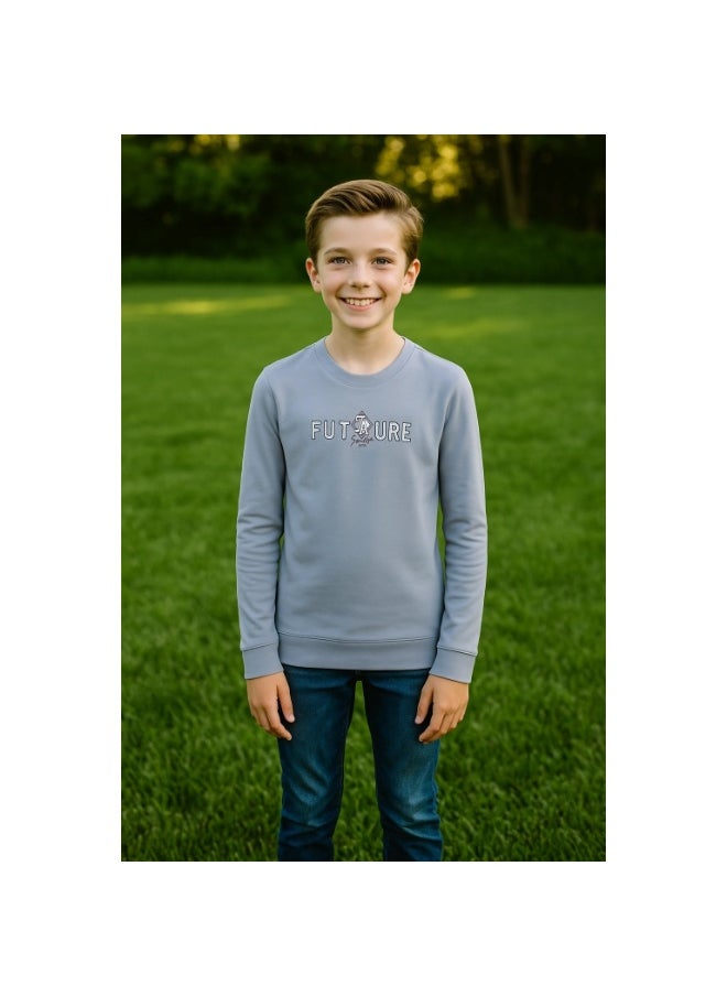 ZAIN GOLDEN Bold Shirt with Graphic “FUTURE” on Long Sleeves ID2191 (Color: Grey) (Size: 5-6 Years)  - Image 1