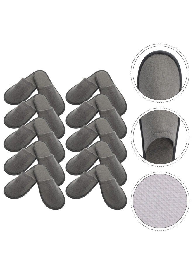 Hanayo 10 Pairs Disposable Slippers Soft SPA Slippers Casual Non-Slip Hotel Slippers for Hotel Travel Guest and Home(Grey) - Image 2