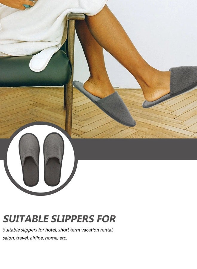 Hanayo 10 Pairs Disposable Slippers Soft SPA Slippers Casual Non-Slip Hotel Slippers for Hotel Travel Guest and Home(Grey) - Image 4