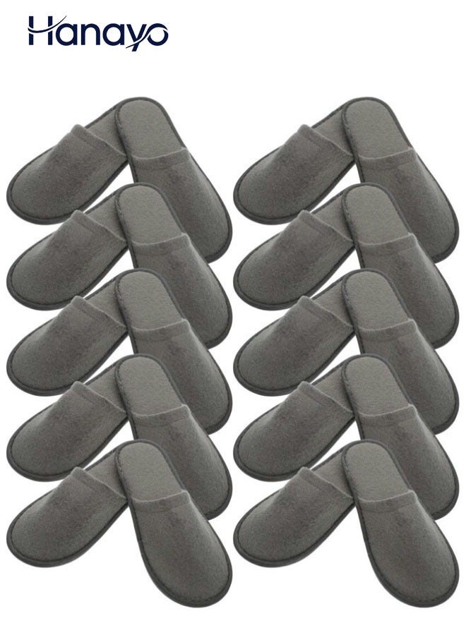 Hanayo 10 Pairs Disposable Slippers Soft SPA Slippers Casual Non-Slip Hotel Slippers for Hotel Travel Guest and Home(Grey) - Image 1