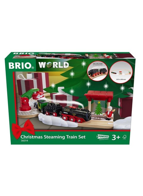 BRIO World - 36014 Christmas Steaming Train Set | 27-Piece Kid-Friendly Set | Age 3+ Compatible | FSC-Certified Beech Wood | Complements All BRIO Railway Sets & Accessories | Multicolor
