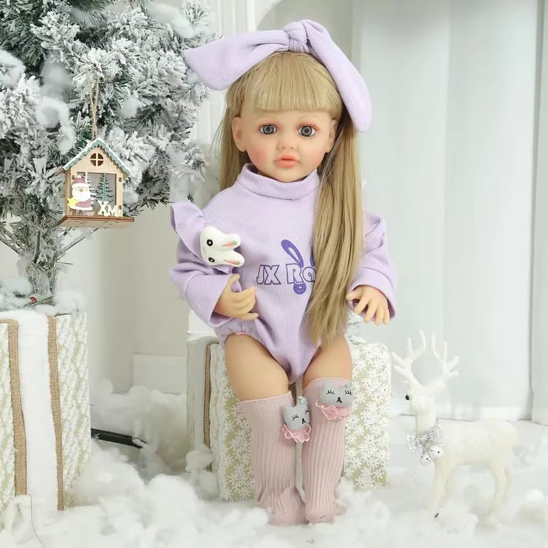 OOTLO Realistic Sound with Sensor & Activities! Lifelike Full Silicone Body Reborn Baby Girl Doll Toy Princess Toddler Bebe with Brown Long Hair Gift for Children - Image 1