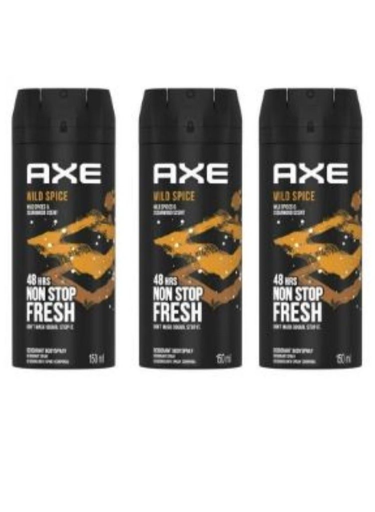 Axe Pack Of 3 Axe wild spice deodorant spray 150 ml - Image 1