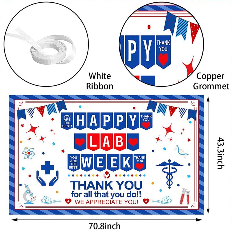 ARS Lab Week Decorations Banner - 70.8x43.3 Inch Thank You for All You Do Sign for Laboratory Workers, We Appreciate You Party Backdrop Decor Photography Supplies Photo Booth Background - Image 2
