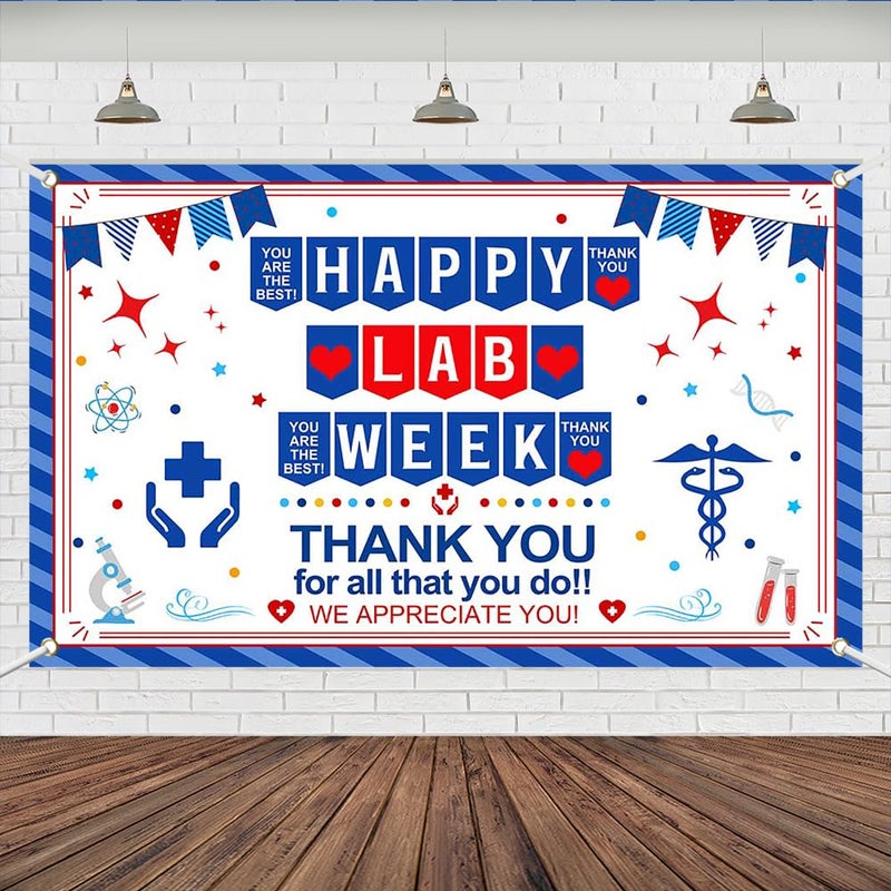 ARS Lab Week Decorations Banner - 70.8x43.3 Inch Thank You for All You Do Sign for Laboratory Workers, We Appreciate You Party Backdrop Decor Photography Supplies Photo Booth Background - Image 1