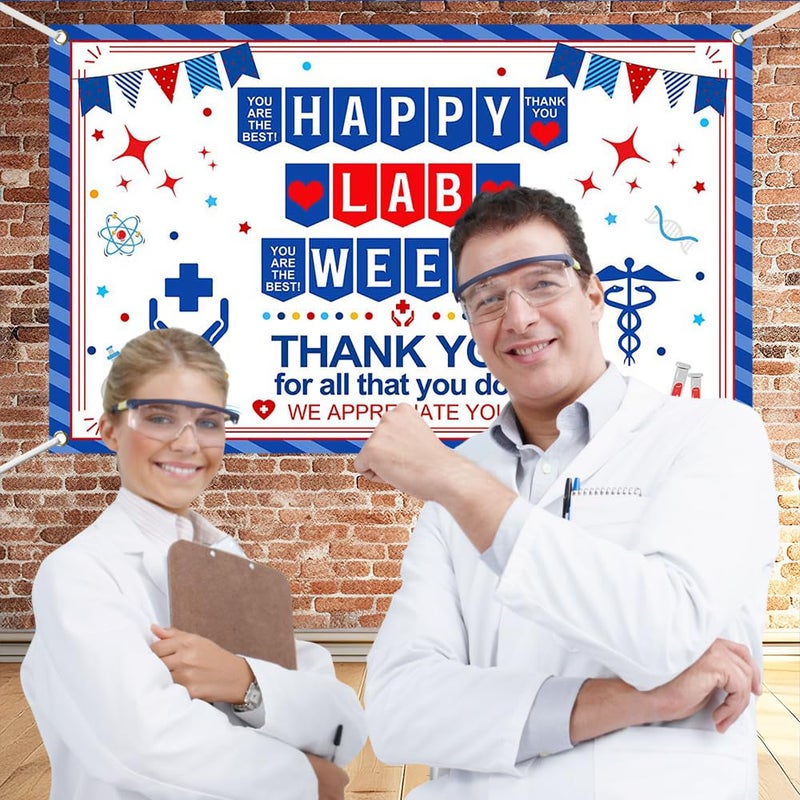 ARS Lab Week Decorations Banner - 70.8x43.3 Inch Thank You for All You Do Sign for Laboratory Workers, We Appreciate You Party Backdrop Decor Photography Supplies Photo Booth Background - Image 5