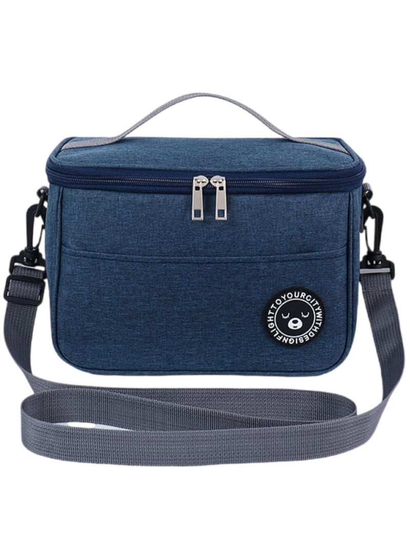 Arabest Insulated Lunch Bag Cooler Shoulder Thermal Tote Bag Portable Indoor Outdoor Lunch Box Bag Oxford Blue 22 x 16 x 19.5 cm  - Image 1
