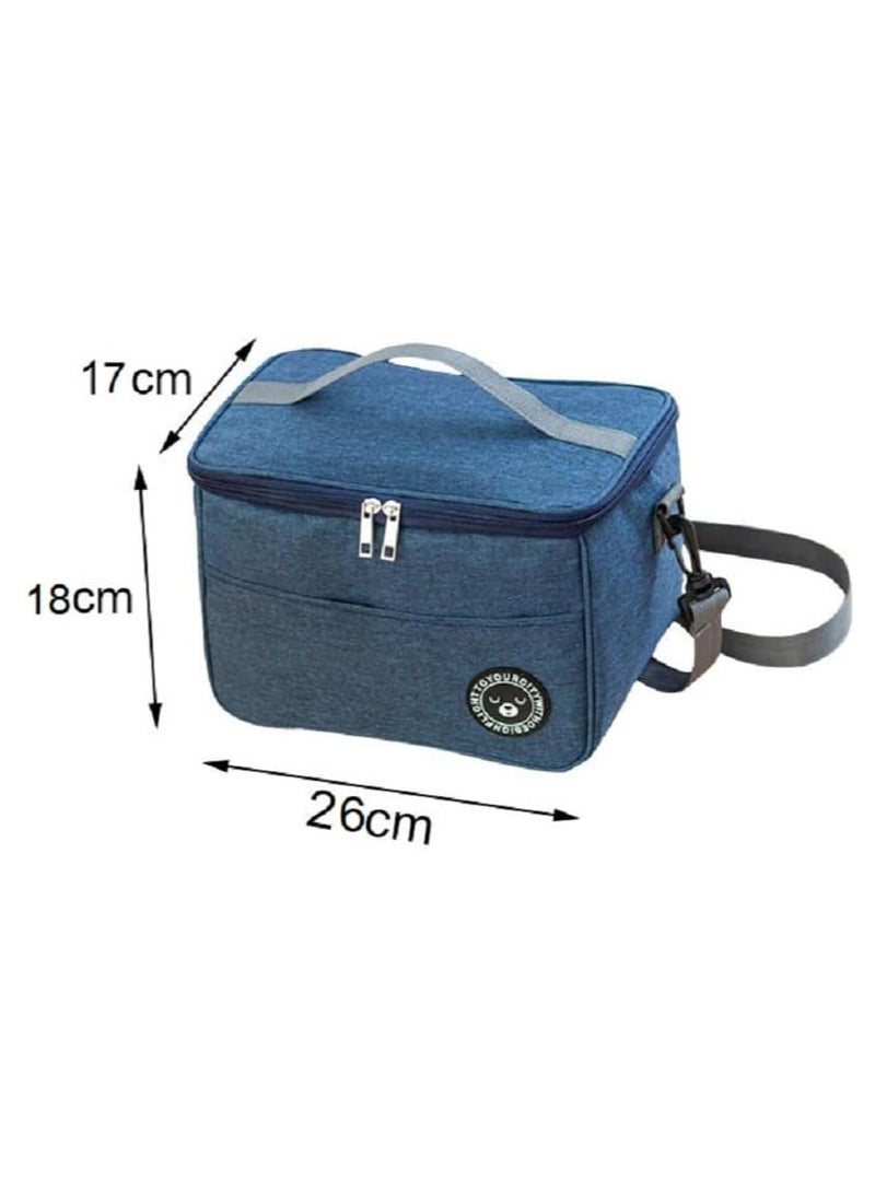 Arabest Insulated Lunch Bag Cooler Shoulder Thermal Tote Bag Portable Indoor Outdoor Lunch Box Bag Oxford Blue 22 x 16 x 19.5 cm  - Image 4