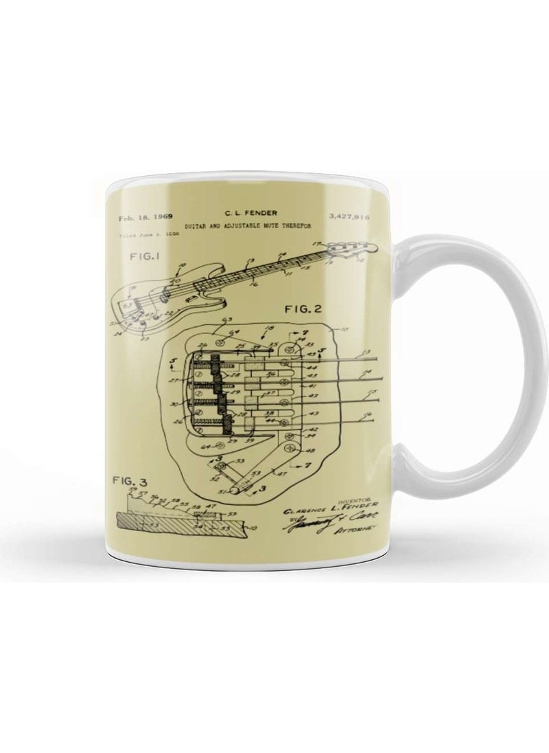 Baskı Dükkanı - Print Shop Fender Guitar Patent Mug Porcelain - Image 1