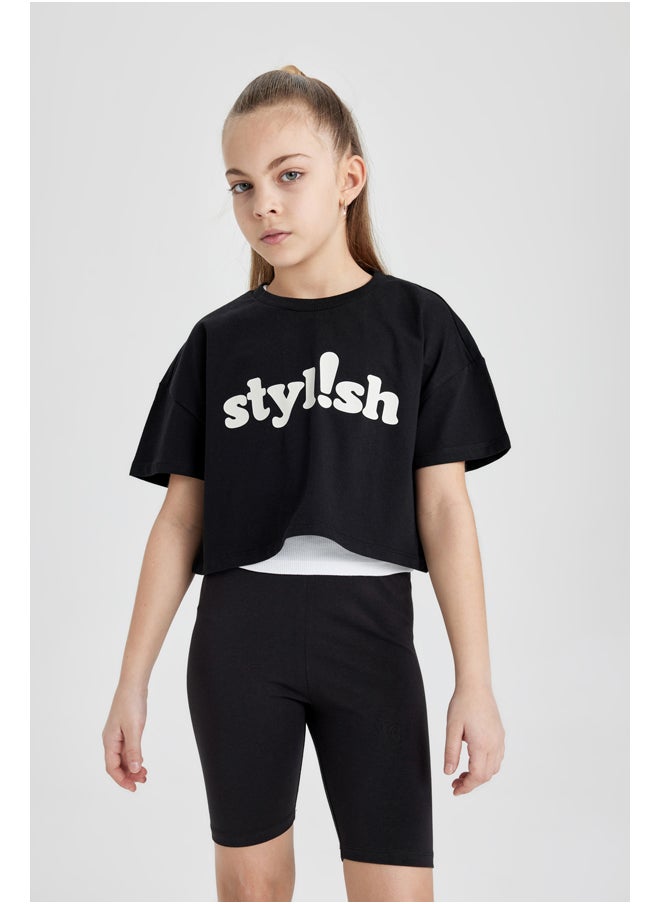 DeFacto Girl Crew Neck Knitted Short Sleeve Body  - Image 3