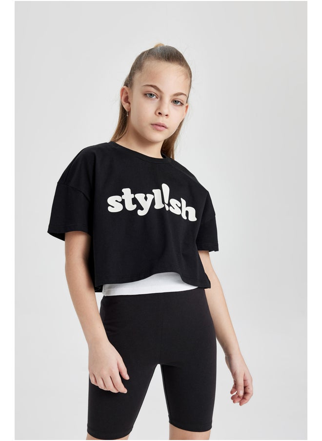 DeFacto Girl Crew Neck Knitted Short Sleeve Body  - Image 2